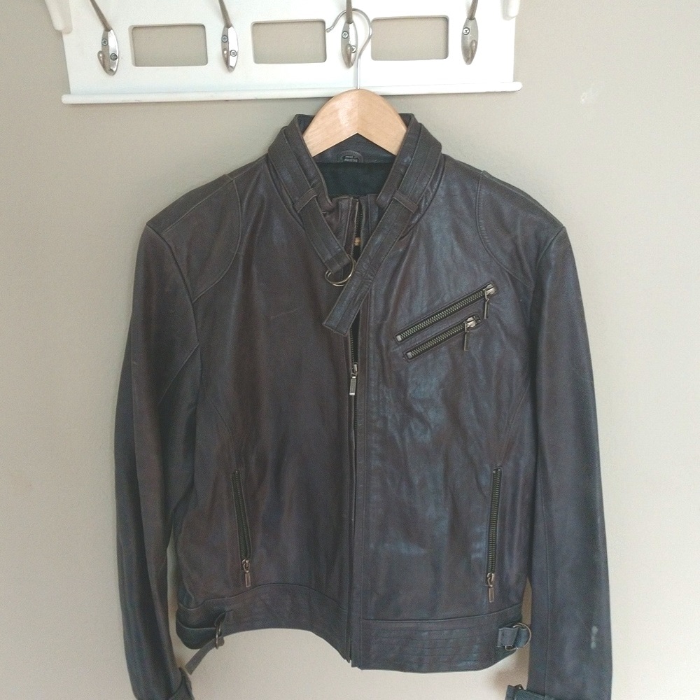 Whe Blu Distressed Leather Jacket